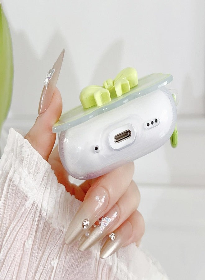 OTOPO Cute AirPods Pro Clear Case, Girly 3D Bow Design Soft TPU Protective Shockproof Kawaii Cover with Cleaner Pen & Keychain for 2nd/1st Generation - Image 4