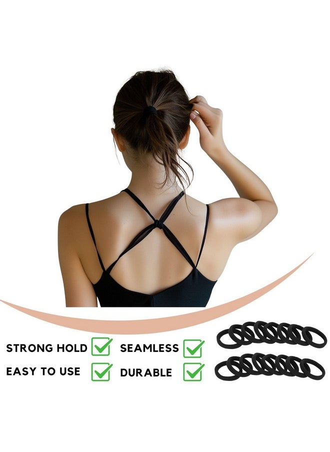 CENTSTAR - 60 Pcs 2 Inch Black No Damage Hair Ties for Women Thick Hair, Large Soft Seamless Nylon Fabric Elastic Hair Ties Ponytail Hair Holders Hair Elastics Hair Band for Women - Image 1
