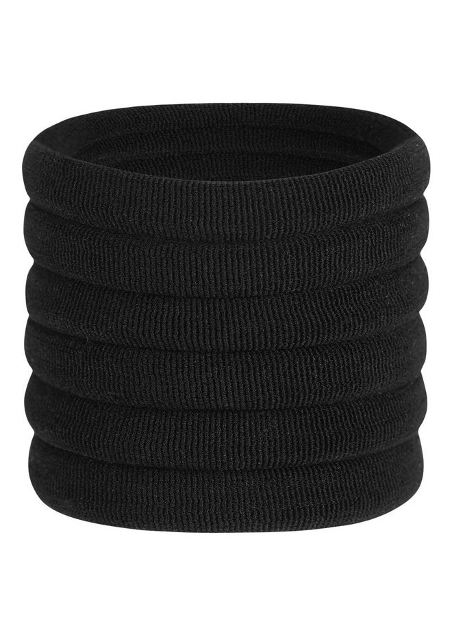 CENTSTAR - 60 Pcs 2 Inch Black No Damage Hair Ties for Women Thick Hair, Large Soft Seamless Nylon Fabric Elastic Hair Ties Ponytail Hair Holders Hair Elastics Hair Band for Women - Image 1
