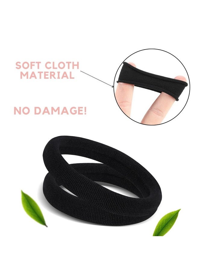 CENTSTAR - 60 Pcs 2 Inch Black No Damage Hair Ties for Women Thick Hair, Large Soft Seamless Nylon Fabric Elastic Hair Ties Ponytail Hair Holders Hair Elastics Hair Band for Women - Image 1