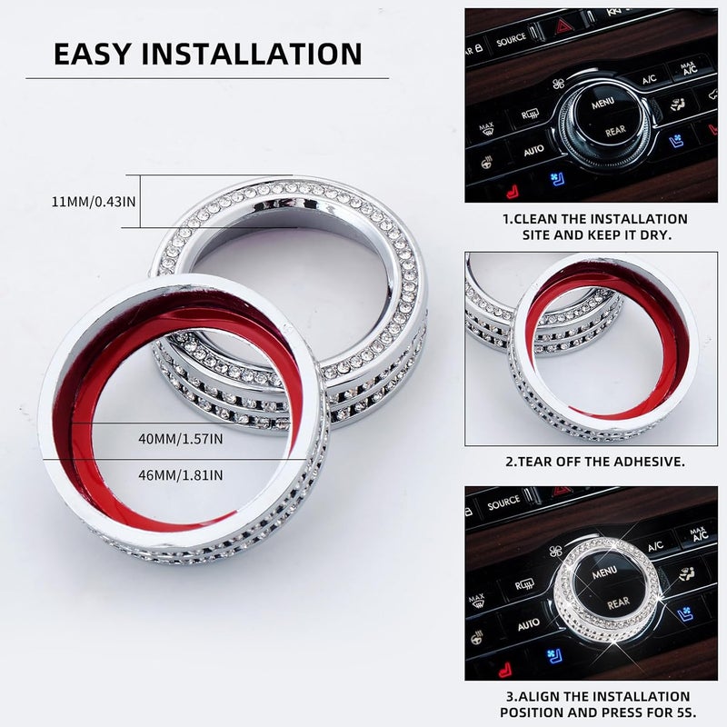 ZSJO Bling Central Control Air Conditioning Audio Volume Knob Covers for Lincoln Models - Image 3
