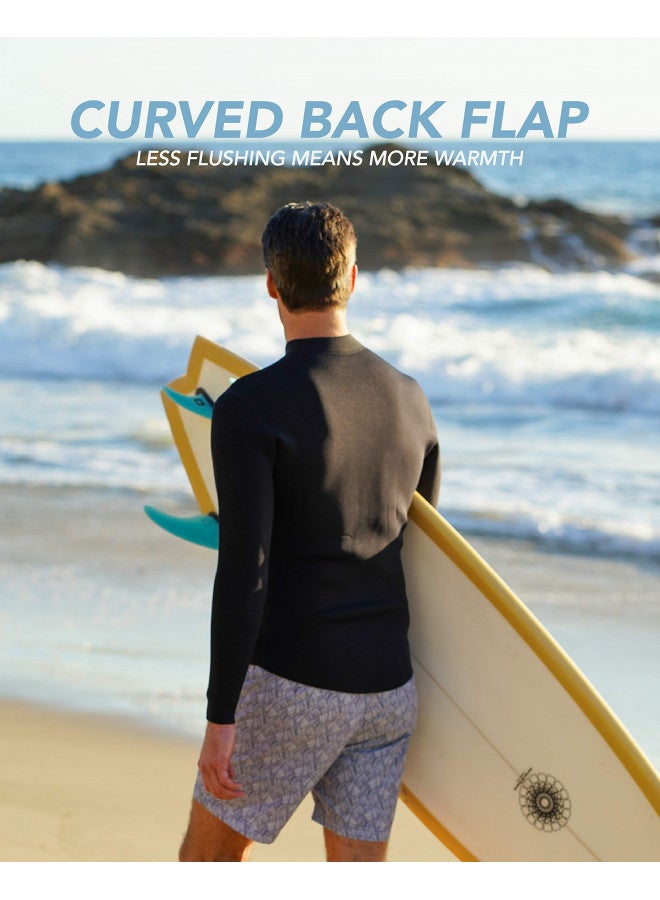Surf Squared Mens Wetsuit Top Jacket 2mm or 3mm - Neoprene and Nylon Long Sleeve for Warmth & Comfort- Surfing, Snorkeling, All Watersports - w/Extended Back Flap - X-Large - 3 MM - Image 3
