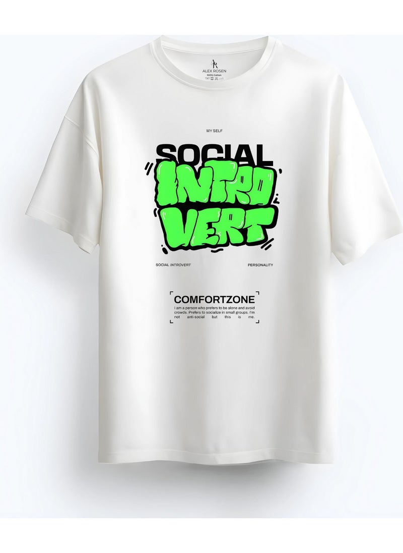 Alex Rosen Oversize Crew Neck Printed Short Sleeve White T-Shirt  - Image 1
