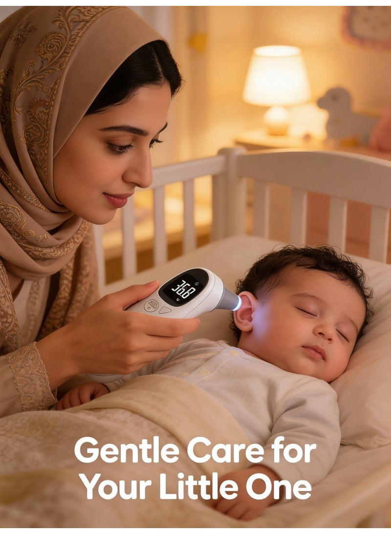 【Midnight Guardian】Silent Non-Contact Ear Thermometer | One-Second Fast and Accurate Temperature Measurement | Soft Light High-Temperature Alert | Worry-Free Temperature Measurement During Infant and Toddler Sleep | Early Fever Detection at Night - Image 1