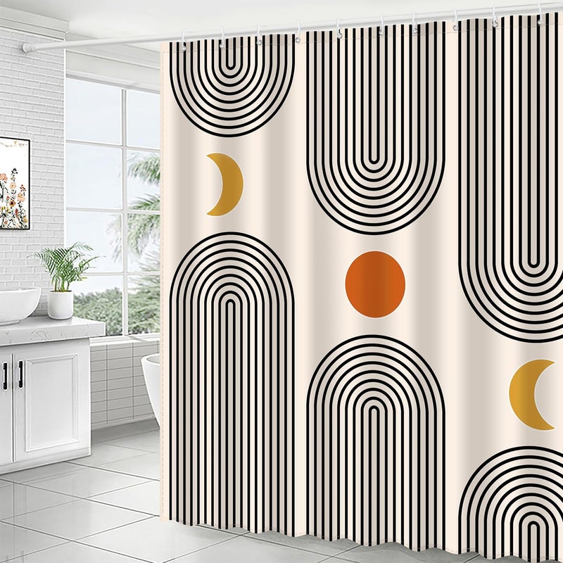 UYDOXCU Boho Shower Curtains for Bathroom Mid Century Minimalist Abstract Aesthetic Modern Bathroom Decor Curtain Machine Washable Waterproof Fabric with 12 Hooks 72" W x 72" L - Image 3