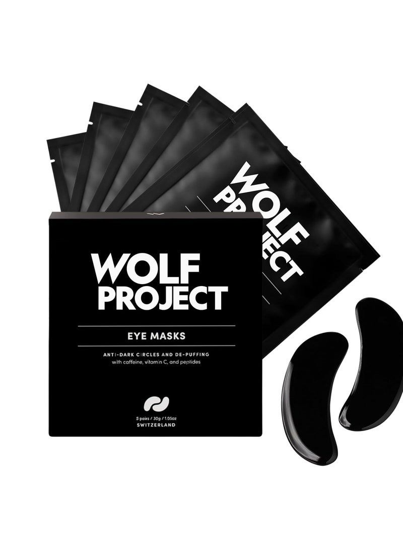 The Wolf Project Wolf Project Under Eye Patches (5 pairs) For Dark Circles, Puffy Eyes, and Wrinkles - With Caffeine, Vitamin C and Peptides. Under Eye Masks Reduce Tired Eyes And Under Eye Bags  - Image 1