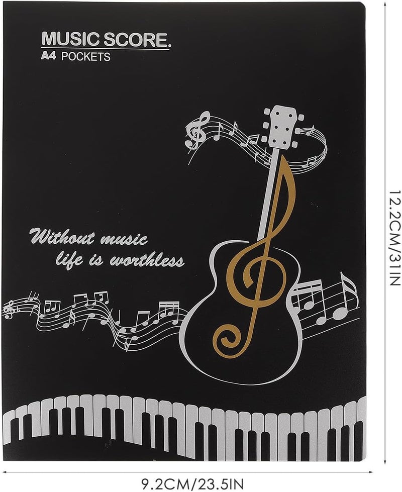 UPKOCH A4 Music Score Folder 40-Page Black Sheet Music File Organizer Piano Score Binder Document Holder for Musicians - Image 2