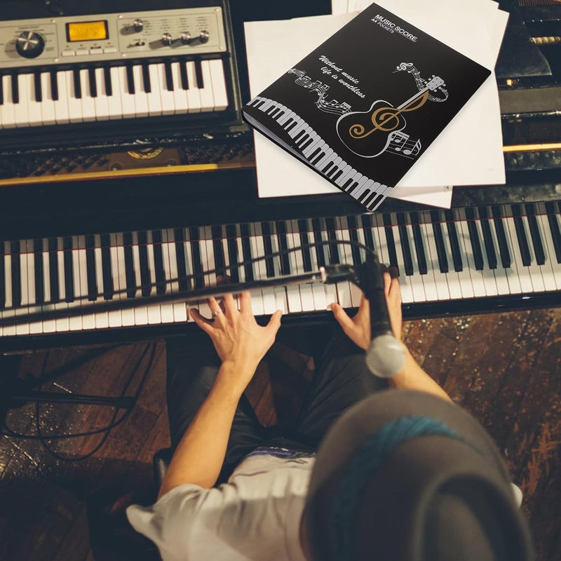 UPKOCH A4 Music Score Folder 40-Page Black Sheet Music File Organizer Piano Score Binder Document Holder for Musicians - Image 5