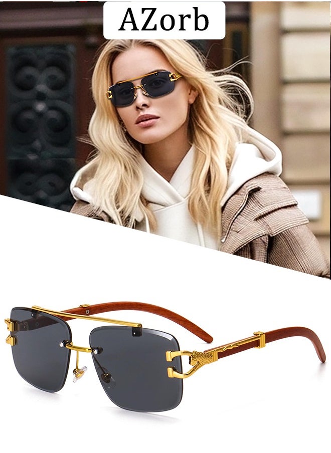 AZorb Rimless Sunglasses Women Men Rectangle Frameless Designer Sun Glassess for Women Ladies Fashion Men's Sunglass Eyewear UV400 Protection Shades  - Image 1