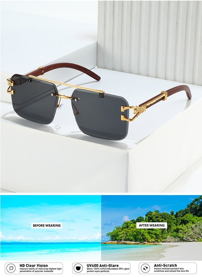 AZorb Rimless Sunglasses Women Men Rectangle Frameless Designer Sun Glassess for Women Ladies Fashion Men's Sunglass Eyewear UV400 Protection Shades  - Image 4