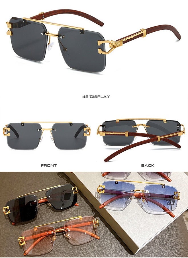 AZorb Rimless Sunglasses Women Men Rectangle Frameless Designer Sun Glassess for Women Ladies Fashion Men's Sunglass Eyewear UV400 Protection Shades  - Image 5