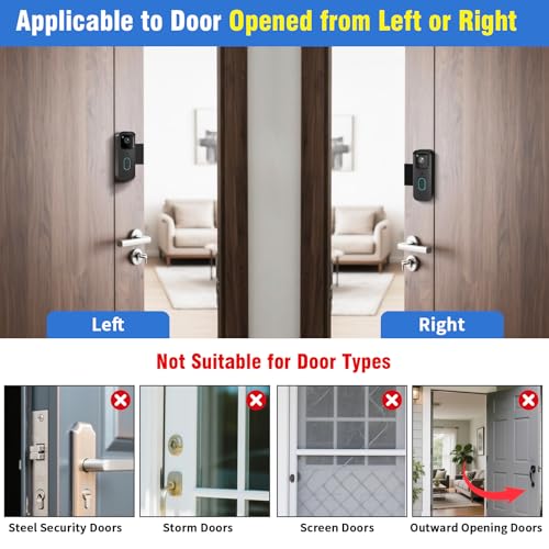 WDZREE Anti-Theft Blink Doorbell Mount, No-Drill Doorbell Door Mount Bracket for Blink Video Doorbell 2 Gen, Not Block Doorbell Motion Sensor Blink Doorbell Accessories for Houses Apartments Office (Black) - Image 3