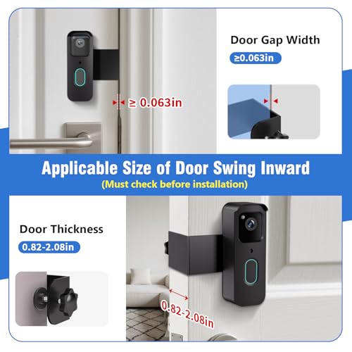 WDZREE Anti-Theft Blink Doorbell Mount, No-Drill Doorbell Door Mount Bracket for Blink Video Doorbell 2 Gen, Not Block Doorbell Motion Sensor Blink Doorbell Accessories for Houses Apartments Office (Black) - Image 5