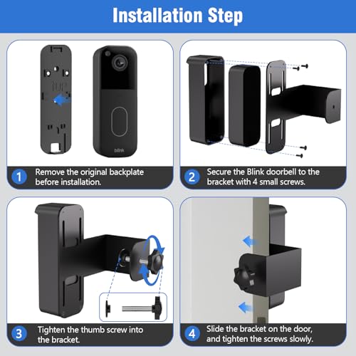 WDZREE Anti-Theft Blink Doorbell Mount, No-Drill Doorbell Door Mount Bracket for Blink Video Doorbell 2 Gen, Not Block Doorbell Motion Sensor Blink Doorbell Accessories for Houses Apartments Office (Black) - Image 4