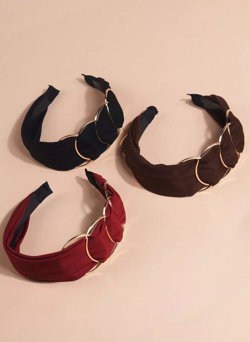 3pcs Toddler Girls Round Decor Hair Hoop  - Image 2