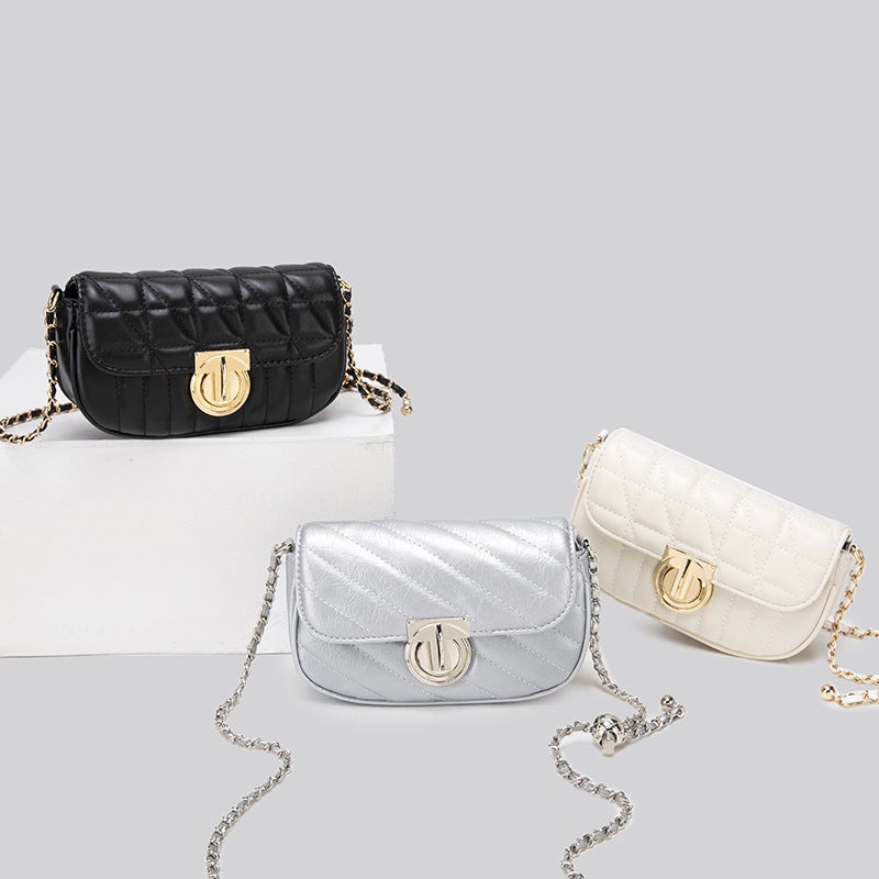 Chain Bag For Women Trendy High-End Silver Bag Quilted Small Square Bag Fashionable Versatile Shoulder Crossbody Bag - Image 5