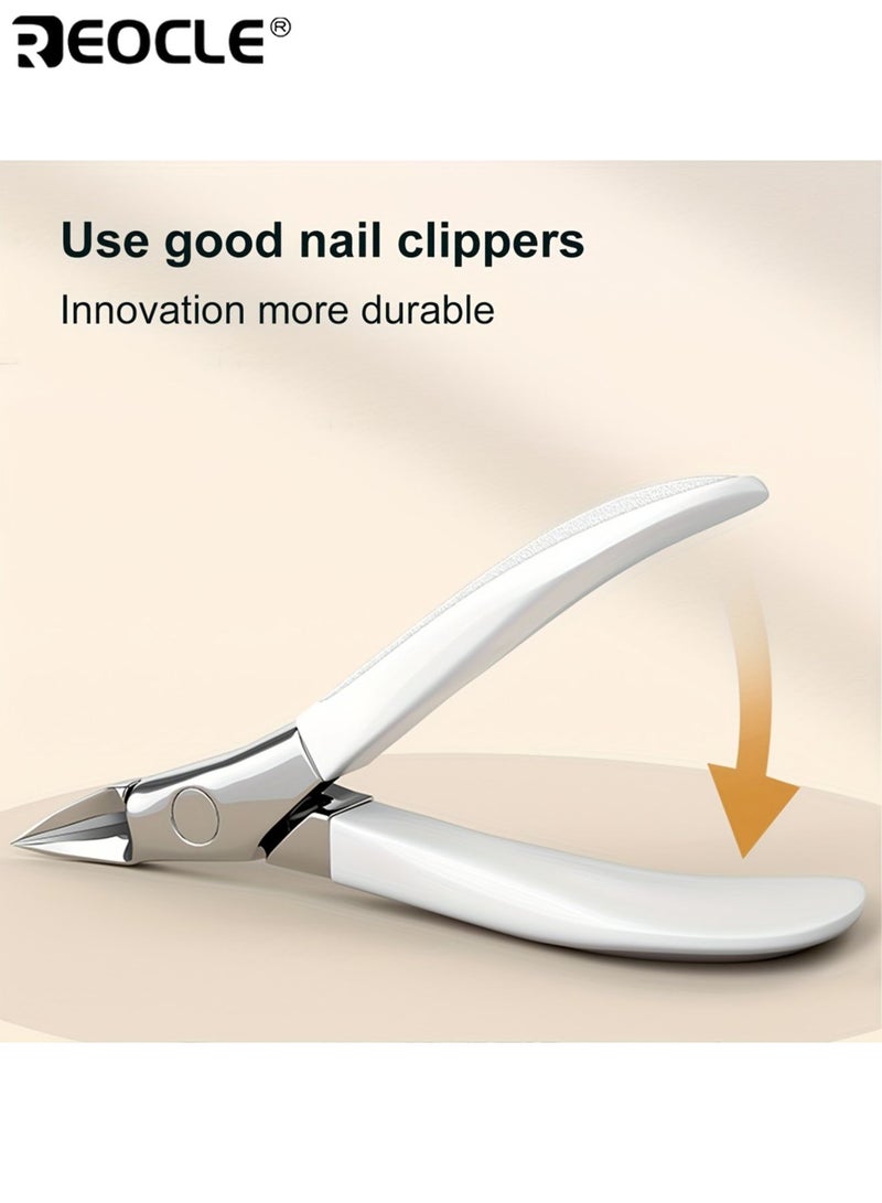 ريوكل مقص أظافر من الفولاذ المقاوم للصدأ بتصميم يشبه منقار النسر وحافة قص حادة - أداة مانيكير محترفة بمقبض مريح لقص الأظافر السميكة والعناية بالجليدة - Image 5