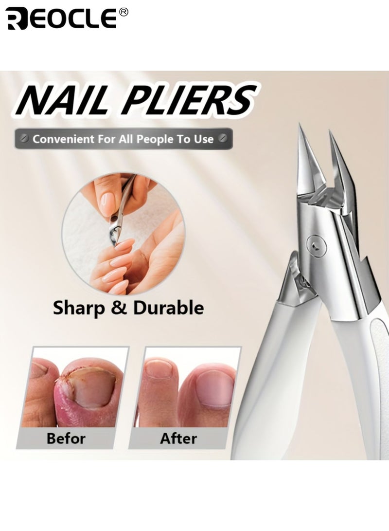 ريوكل مقص أظافر من الفولاذ المقاوم للصدأ بتصميم يشبه منقار النسر وحافة قص حادة - أداة مانيكير محترفة بمقبض مريح لقص الأظافر السميكة والعناية بالجليدة - Image 2