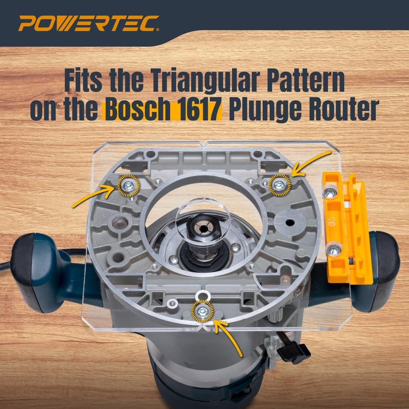 POWERTEC 72017 Router Guide Rail Adapter for Bosch 1617 Plunge Router - Compatible with , Makita, Festool, Milwaukee, Kreg ACS, WEN, Triton, and Ridgid Track Saw Guide Rails - Image 4