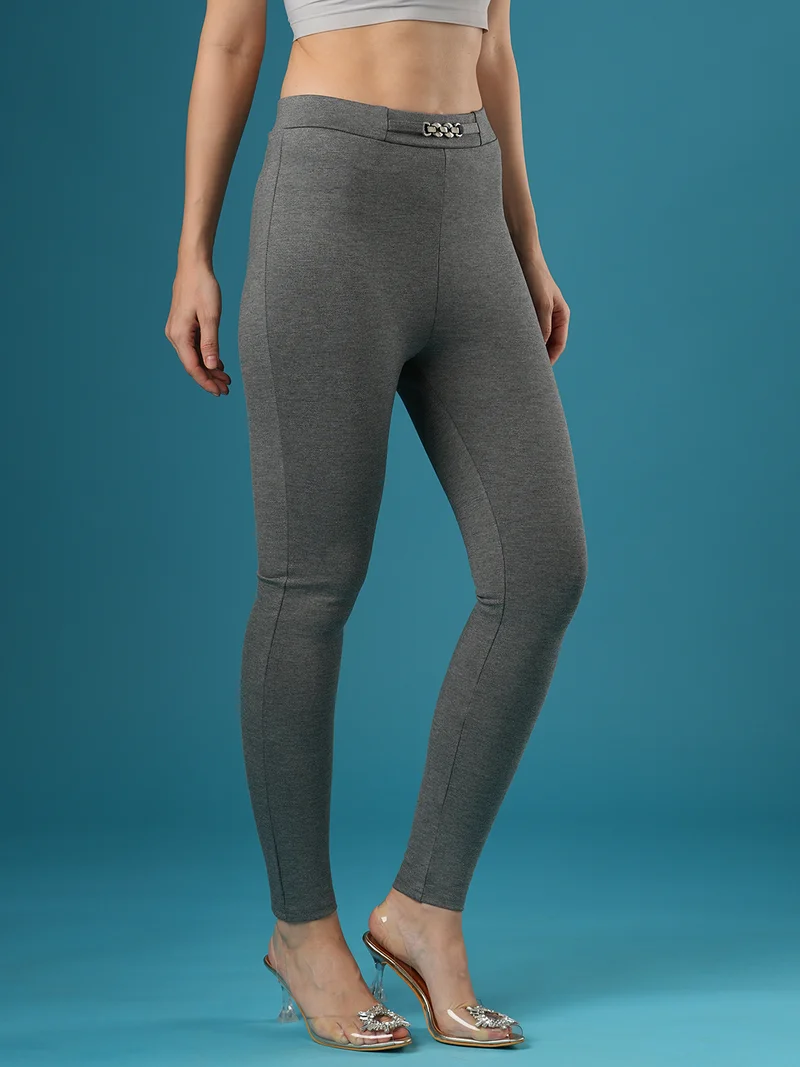 globus Women Skinny Fit Mid Rise Stretchable Treggings