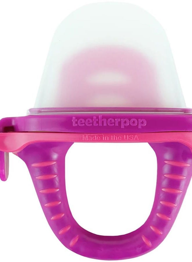 Teetherpop Fillable Silicone Teether for Babies – Breastmilk Popsicle Molds for Teething with Spill-Proof Sippy Slits –Freezable Baby Teethers for Liquids & Purées - Cool Teething Relief (FuchsiaPink) - Image 1