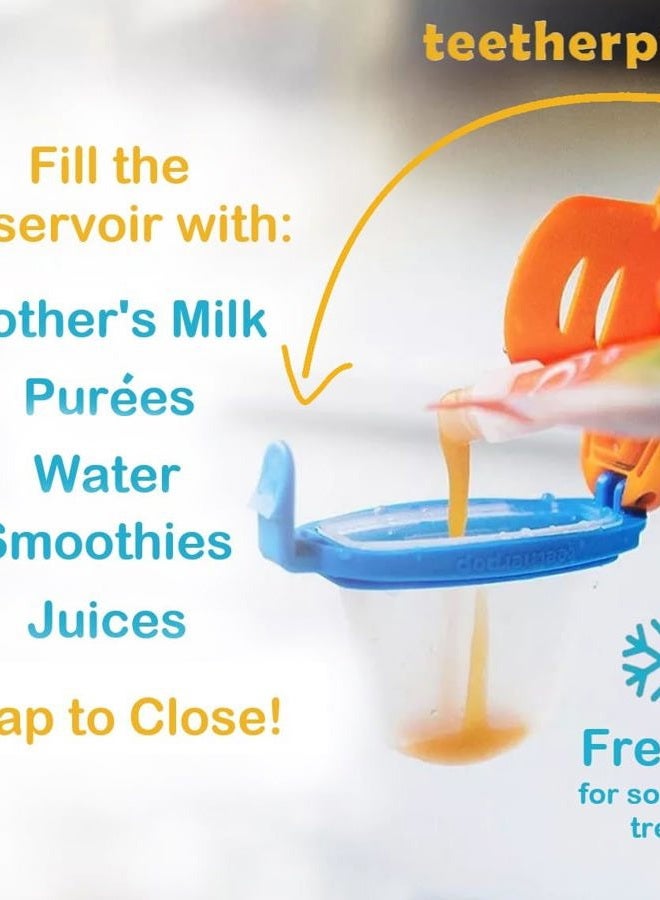 Teetherpop Fillable Silicone Teether for Babies – Breastmilk Popsicle Molds for Teething with Spill-Proof Sippy Slits –Freezable Baby Teethers for Liquids & Purées - Cool Teething Relief (FuchsiaPink) - Image 3