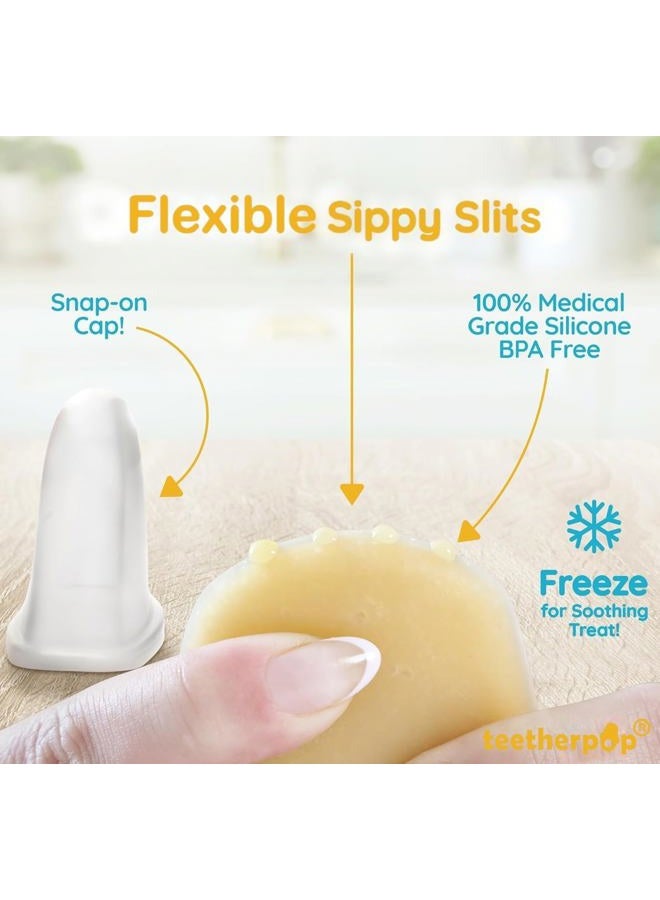 Teetherpop Fillable Silicone Teether for Babies – Breastmilk Popsicle Molds for Teething with Spill-Proof Sippy Slits –Freezable Baby Teethers for Liquids & Purées - Cool Teething Relief (FuchsiaPink) - Image 5