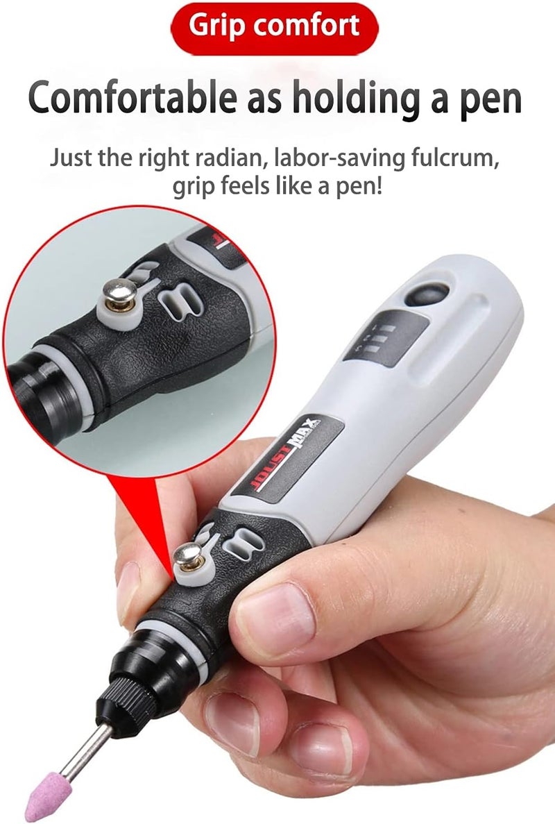 Cordless Rotary Tool, Mini Electric Grinder Multi-Tool Set 4.2V Lithium-Ion Wireless Engraving Machine With 3 Variable Speed Settings Diy Manual Engraving/Polishing/Punching/Cutting/Rust Removal - Image 4