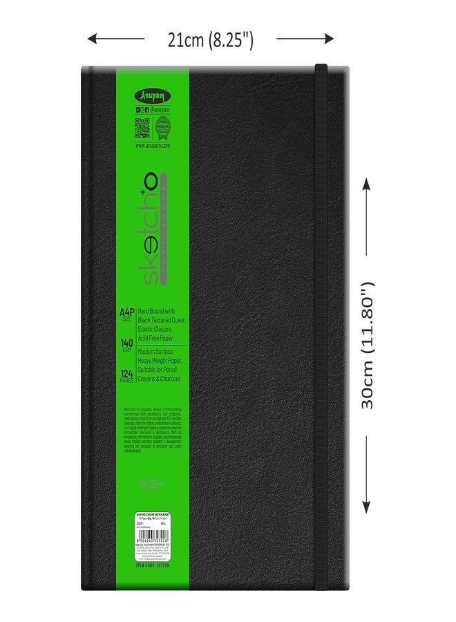 Anupam SketchO Sketch Book Hardbound 140 GSM A4 Drawing Notebook Acid Free Paper Elastic Clouser for Artists Students (128 Pages) - Image 2