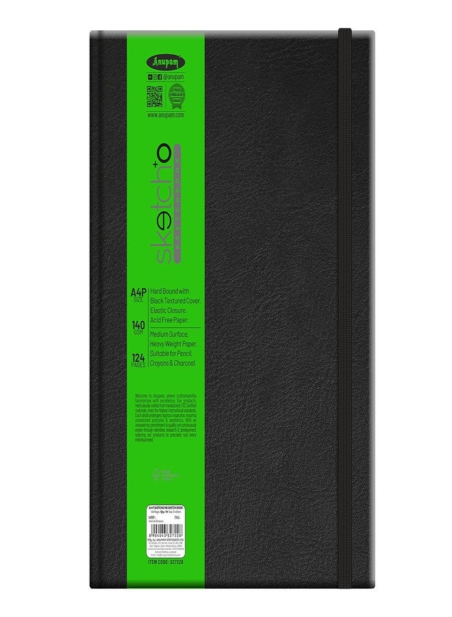 Anupam SketchO Sketch Book Hardbound 140 GSM A4 Drawing Notebook Acid Free Paper Elastic Clouser for Artists Students (128 Pages) - Image 1