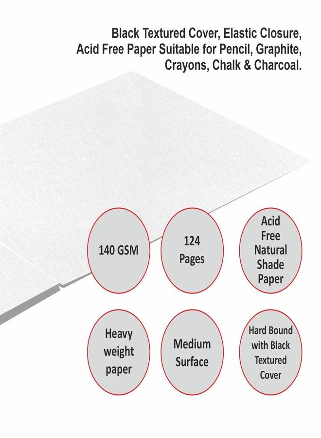 Anupam SketchO Sketch Book Hardbound 140 GSM A4 Drawing Notebook Acid Free Paper Elastic Clouser for Artists Students (128 Pages) - Image 4