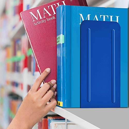 Acrimet Metal Bookends, Jumbo Size 9" H x 4" W x 4-1/2" D, Non-Skid Book Stand for Shelves, Heavy Duty Book Stopper, Deep Blue, 1 Pair - Image 4
