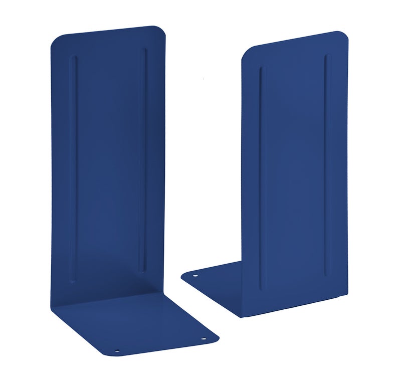 Acrimet Metal Bookends, Jumbo Size 9" H x 4" W x 4-1/2" D, Non-Skid Book Stand for Shelves, Heavy Duty Book Stopper, Deep Blue, 1 Pair - Image 1