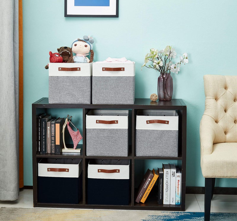 DECOMOMO Fabric Cube Storage Bins - Storage Baskets for Shelves, Cube Storage Organizer for Kallax and Cubbies (Black & White, 12 inch Cube) - 4 Pack - Image 5