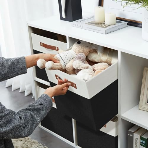 DECOMOMO Fabric Cube Storage Bins - Storage Baskets for Shelves, Cube Storage Organizer for Kallax and Cubbies (Black & White, 12 inch Cube) - 4 Pack - Image 3