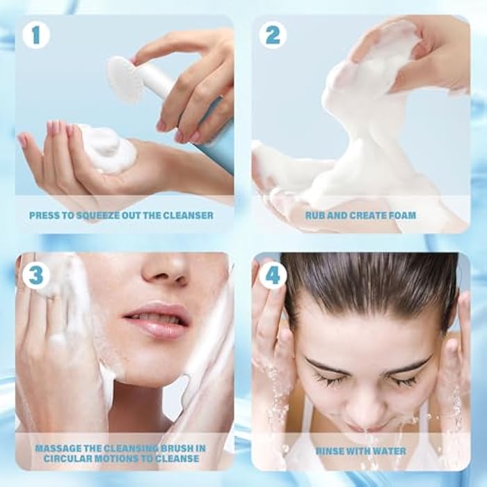 Waybesty Face Wash, Foaming Facial Cleanser, Turmeric Face Wash, Face Cleanser with Brush, Gentle Facial Wash for All Skin, Non-Irritating Pore Facial Cleanser for Women, Oil Control, 130ml - Image 5