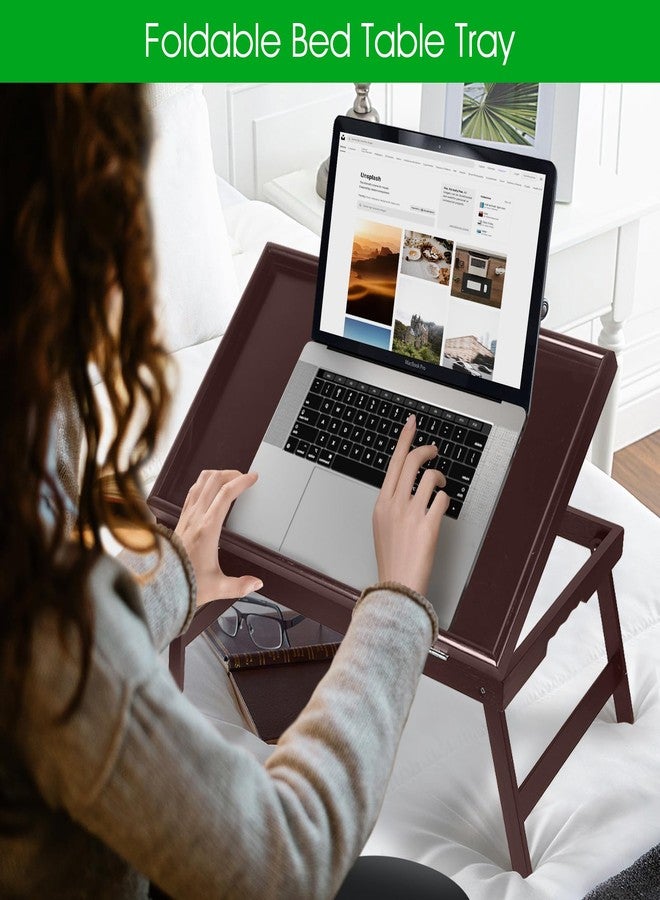 promitop Bamboo Bed Tray Table with Foldable Legs & Ergonomic Handle, 17x12in Breakfast Tray for Eating, Laptop Desk, Sofa Snacking, Non-Slip Surface (Mahogany) - Image 2