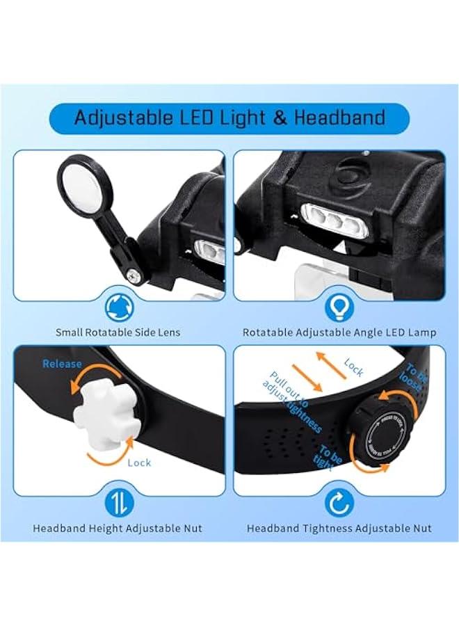 Arabest Rechargeable Headband Magnifier with Built-in Light and Interchangeable Lenses for Close-up Work, Sewing, Crafts, Jewelry Making, and Watch Repair.  - Image 4