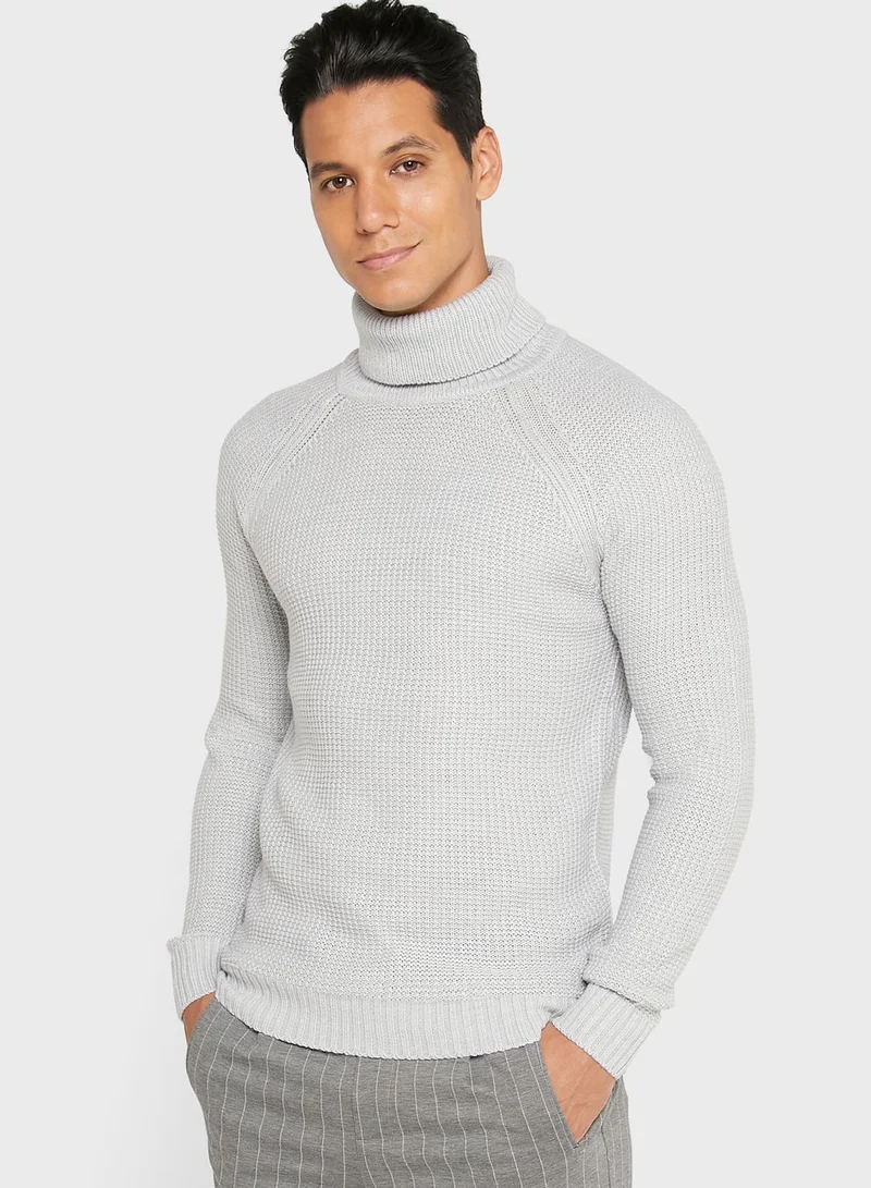 BRAVE SOUL Knitted Roll Neck Raglan Sleeve Jumper