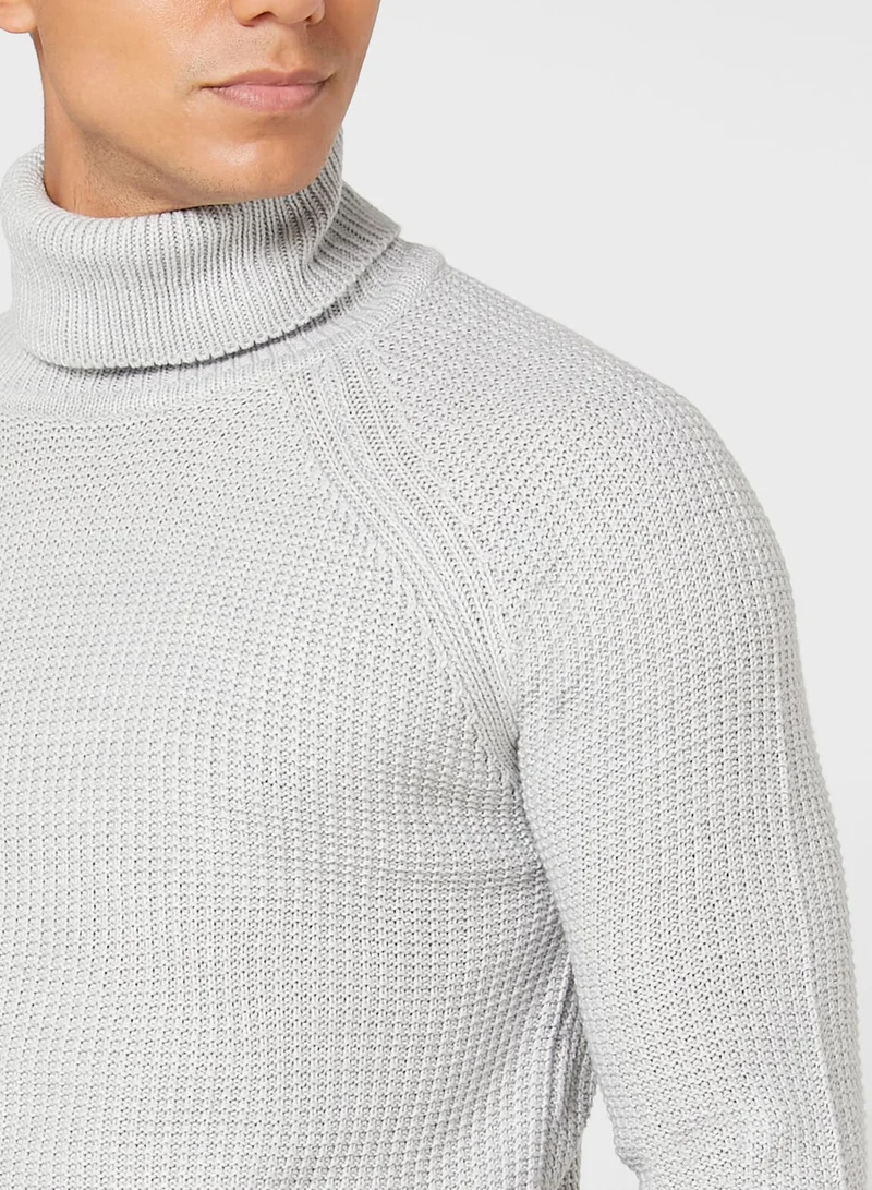 BRAVE SOUL Knitted Roll Neck Raglan Sleeve Jumper