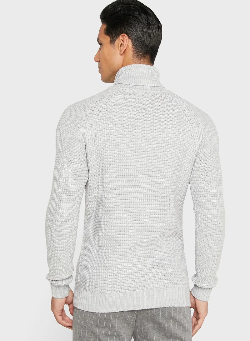 BRAVE SOUL Knitted Roll Neck Raglan Sleeve Jumper