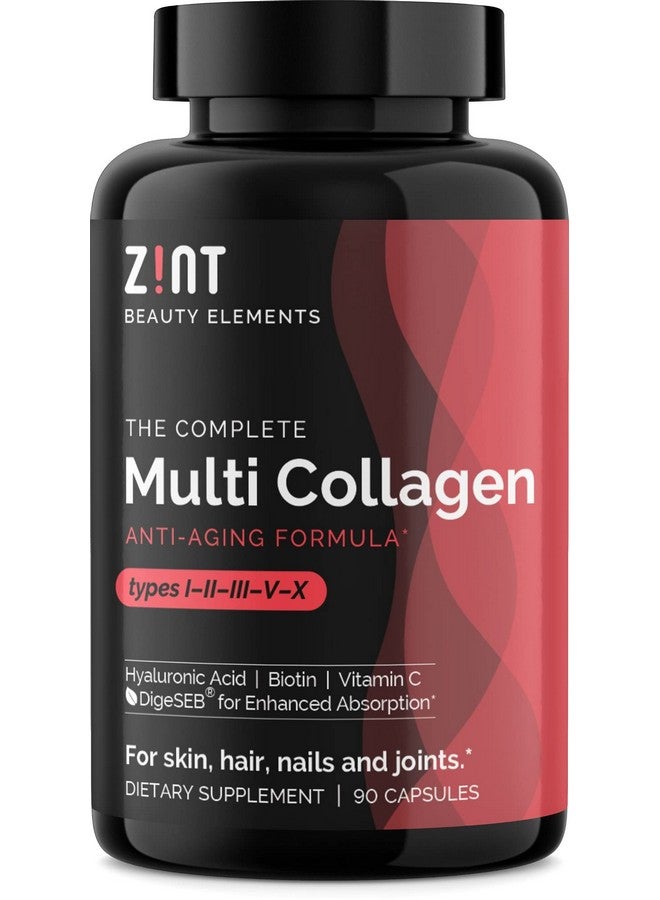 زينت أقراص Zint Multi Collagen - مكملات الكولاجين للشعر والبشرة والأظافر وصحة المفاصل - مكمل الكولاجين المائي مع ببتيدات الكولاجين من النوع الأول والثاني والثالث والخامس والعاشر، 90 قرصًا - Image 1