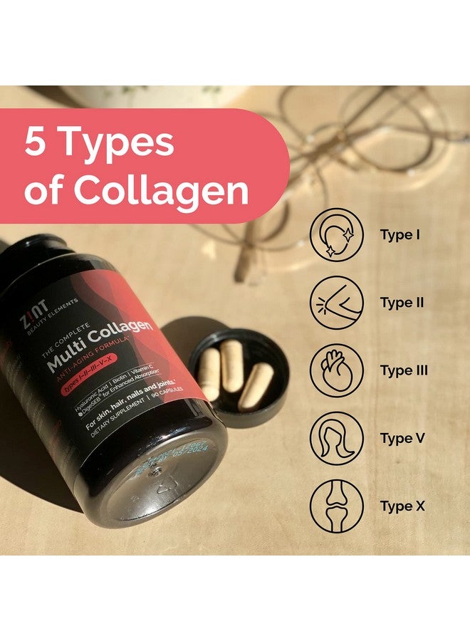 زينت أقراص Zint Multi Collagen - مكملات الكولاجين للشعر والبشرة والأظافر وصحة المفاصل - مكمل الكولاجين المائي مع ببتيدات الكولاجين من النوع الأول والثاني والثالث والخامس والعاشر، 90 قرصًا - Image 4
