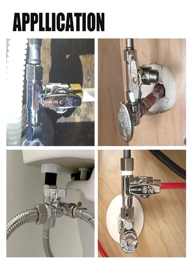 TT FLEX Tee Stop Valve, 3/8 Inch x 3/8 Inch, 1/4 Turn, Compression Service Stop Fitting, Water Valve Shut Off, Push-to-Connect, PEX, Copper, CPVC, PE-RT - Image 5