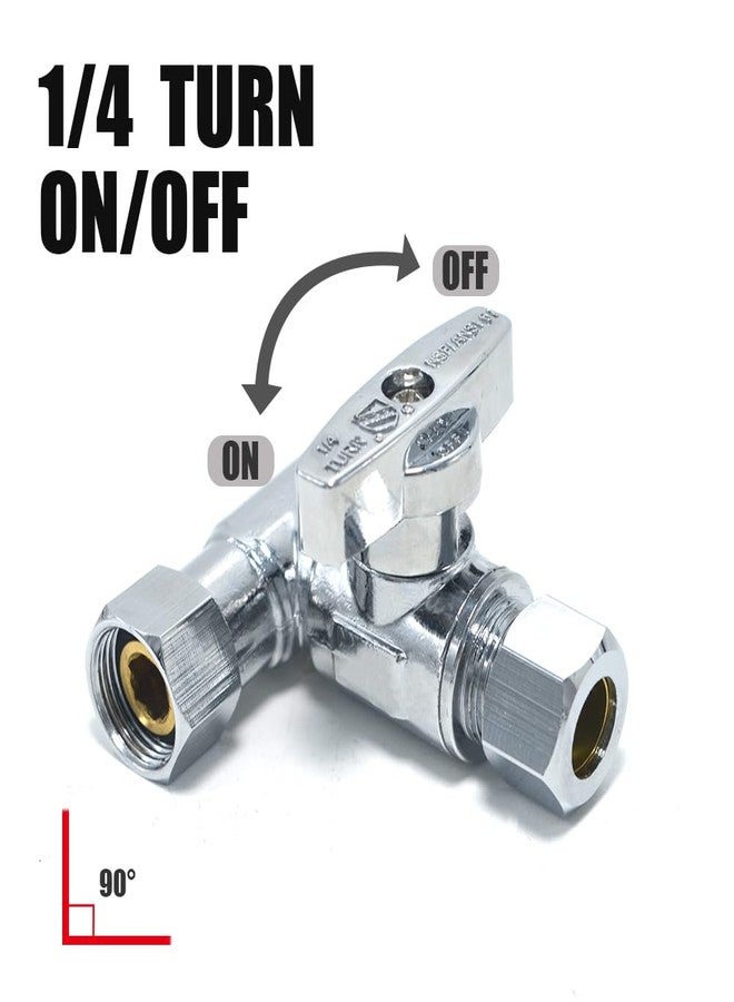 TT FLEX Tee Stop Valve, 3/8 Inch x 3/8 Inch, 1/4 Turn, Compression Service Stop Fitting, Water Valve Shut Off, Push-to-Connect, PEX, Copper, CPVC, PE-RT - Image 3