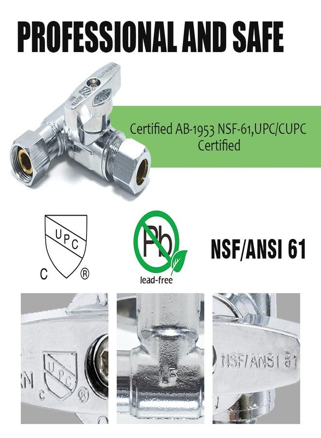 TT FLEX Tee Stop Valve, 3/8 Inch x 3/8 Inch, 1/4 Turn, Compression Service Stop Fitting, Water Valve Shut Off, Push-to-Connect, PEX, Copper, CPVC, PE-RT - Image 4