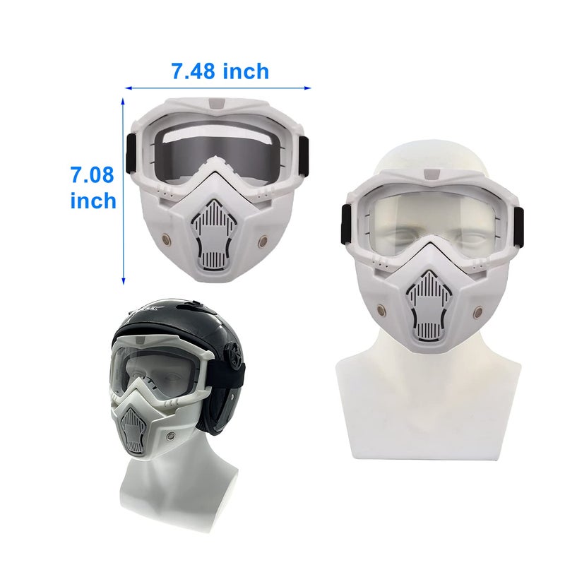 LJDJ Motorcycle Goggles with Removable Face Mask - Dirt Bike ATV Motocross Eyewear Anti-UV Adjustable MX Riding Offroad Cycling Motorbike Protective Glasses Racing Combat Tactical Military Goggles - Image 2