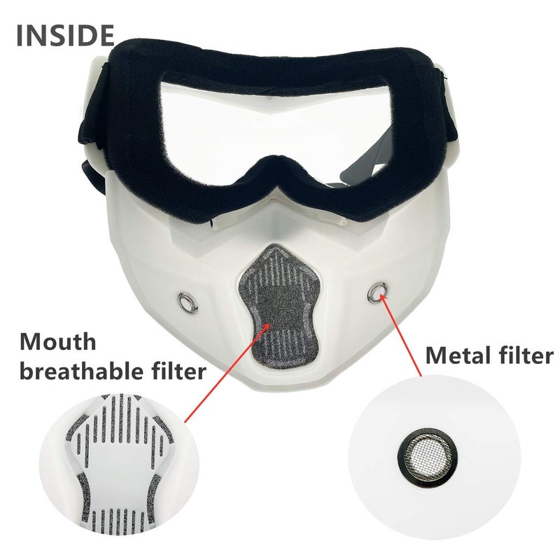 LJDJ Motorcycle Goggles with Removable Face Mask - Dirt Bike ATV Motocross Eyewear Anti-UV Adjustable MX Riding Offroad Cycling Motorbike Protective Glasses Racing Combat Tactical Military Goggles - Image 4