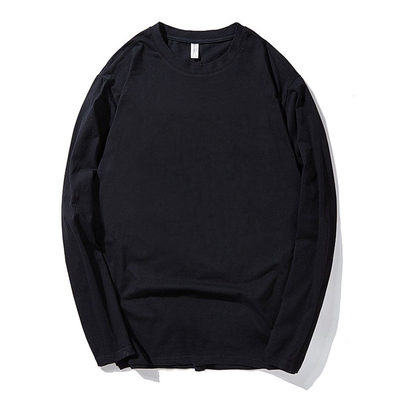 Trendy Brand Large Size Men''s Spring New Solid Color Long Sleeve T-shirt Men''s Simple Loose Base Shirt Extra Large Size T-shirt - Image 1