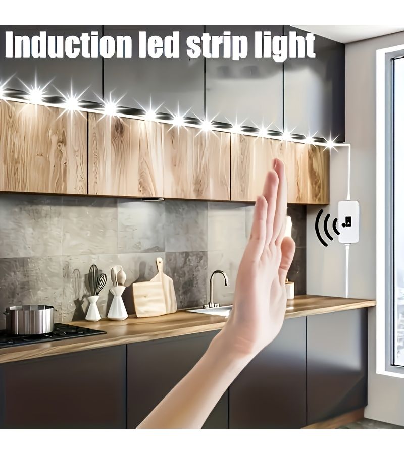 ضوء شريط LED أبيض بارد يعمل بالحركة عبر USB بطول 3 متر للتلفزيون والمطبخ مع مستشعر يدوي للتشغيل والإيقاف يعمل بجهد 5 فولت مع شريط لاصق مزدوج الوجه - Image 2